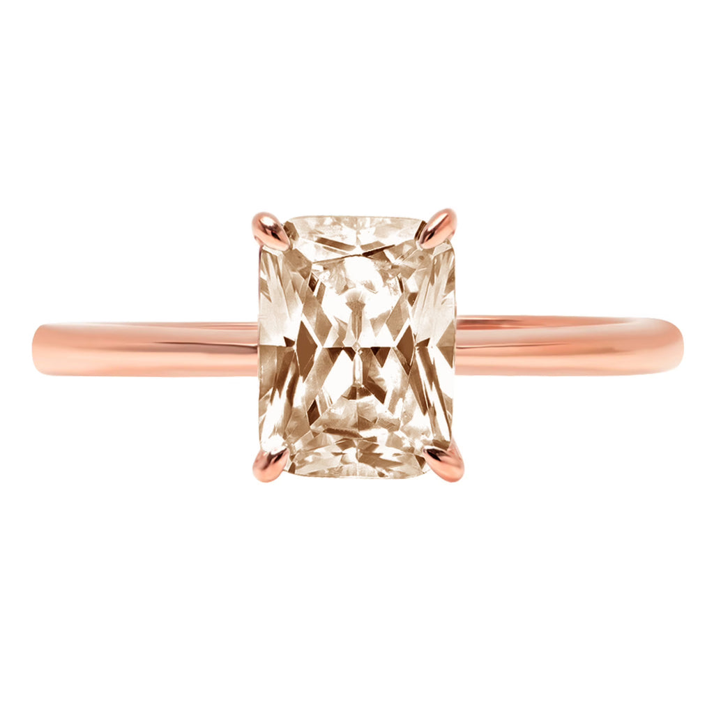 1.75ct Radiant Cut Brown Champagne Simulated Diamond 18k Pink Rose Gold Ring Size 3.5 H464211