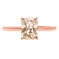 1.75ct Radiant Cut Brown Champagne Simulated Diamond 18k Pink Rose Gold Ring Size 3.5 H464211
