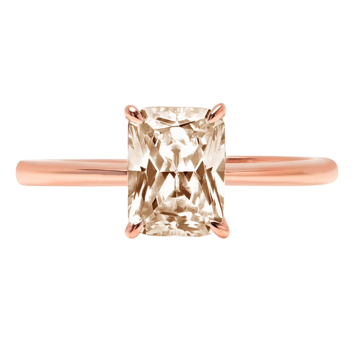 1.75ct Radiant Cut Brown Champagne Simulated Diamond 18k Pink Rose Gold Ring Size 3.5 H464211
