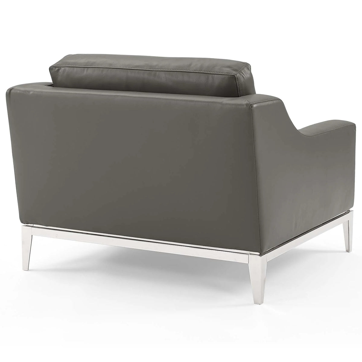 3 Piece Stainless Steel Base Leather Set in Gray Q333