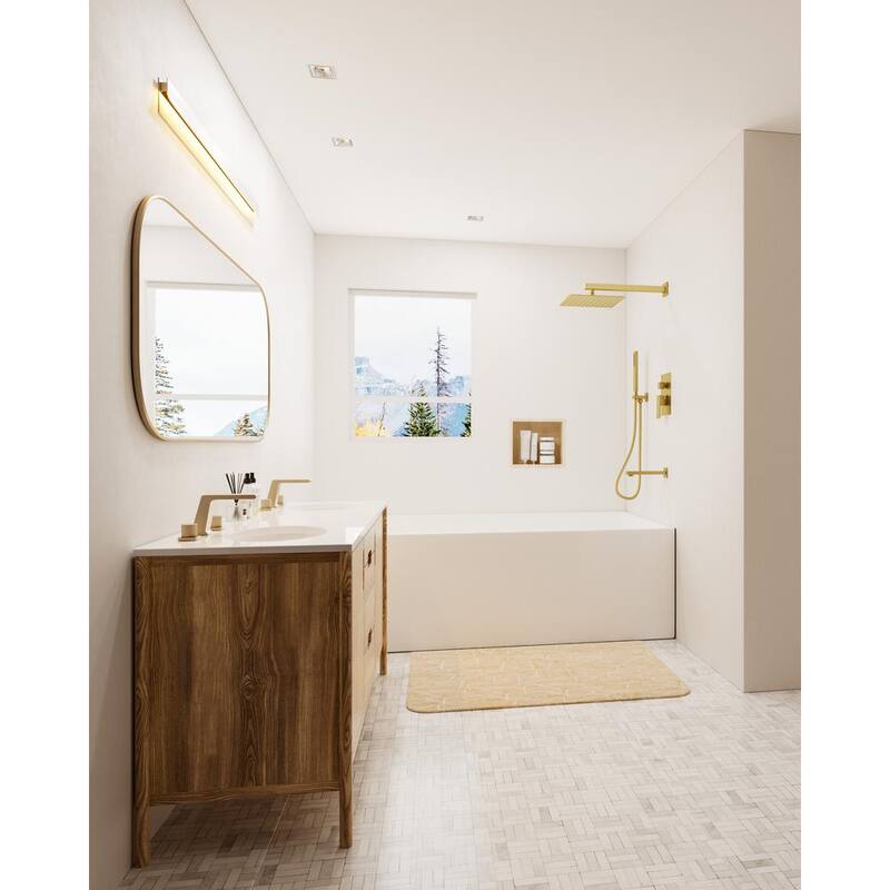 10 in. Wall Mount Shower Head and Tub Faucet 2.5 GPM Brushed Gold A6392