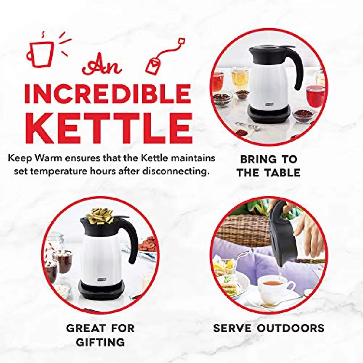 1.7L Insulated Electric Kettle White D336008
