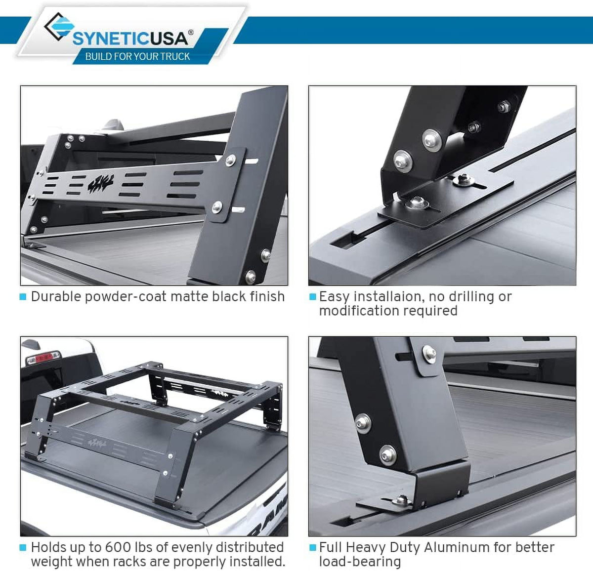 Matte Black Low Profile Aluminum Tonneau Cover Y142178