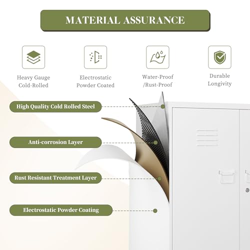 White 5 Tier Metal Storage Cabinet with 2 Doors and 4 Adjustable Shelves U218