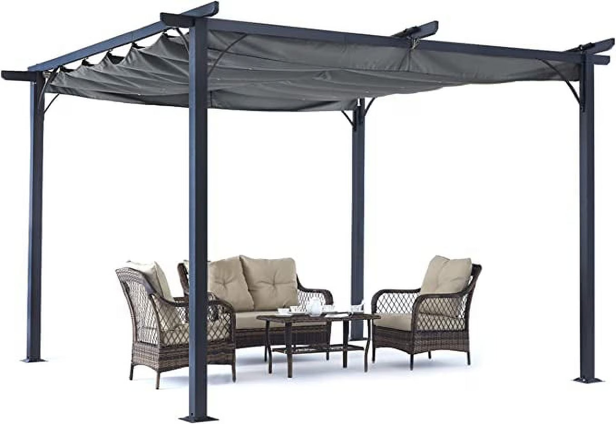 11x11 Outdoor Patio Pergola with Retractable Shade L5215