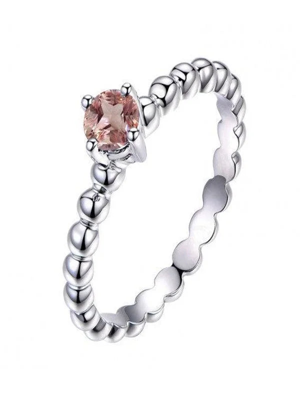 14k White Gold Morganite Solitaire Engagement Ring W154