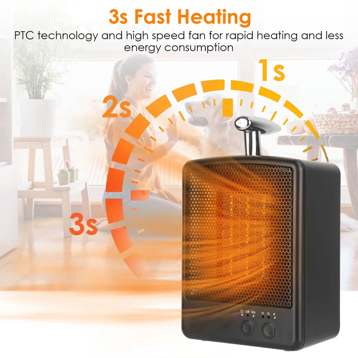 1000W Portable Ceramic Heater with Adjustable Temperature Timer R26121