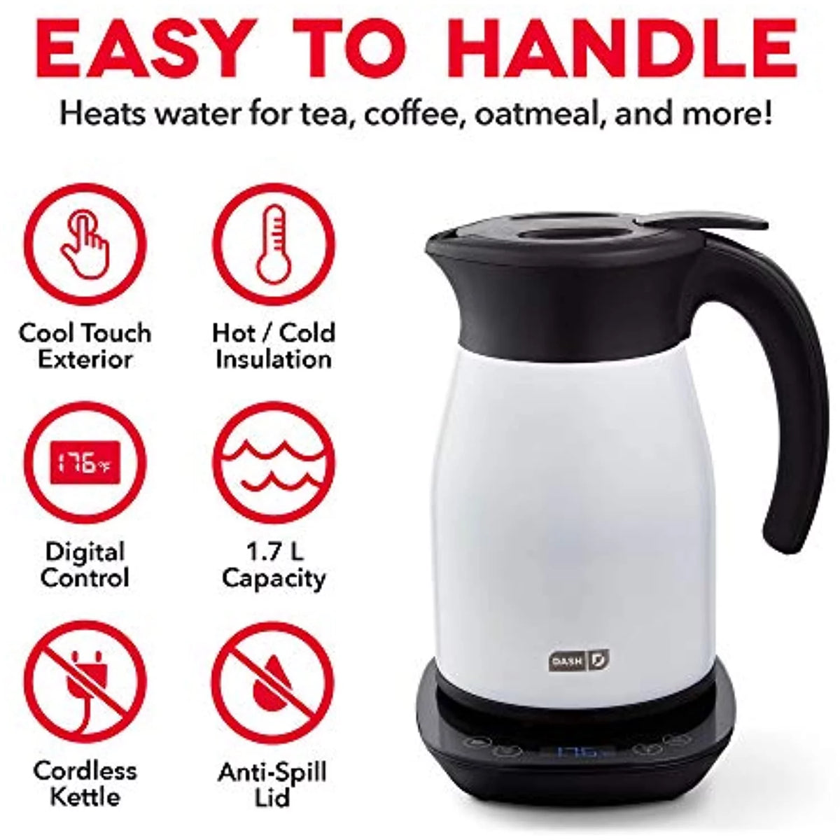 1.7L Insulated Electric Kettle White D336008