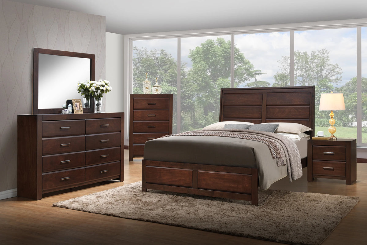 Walnut Eastern King Size Bed Panel Bedframe A808