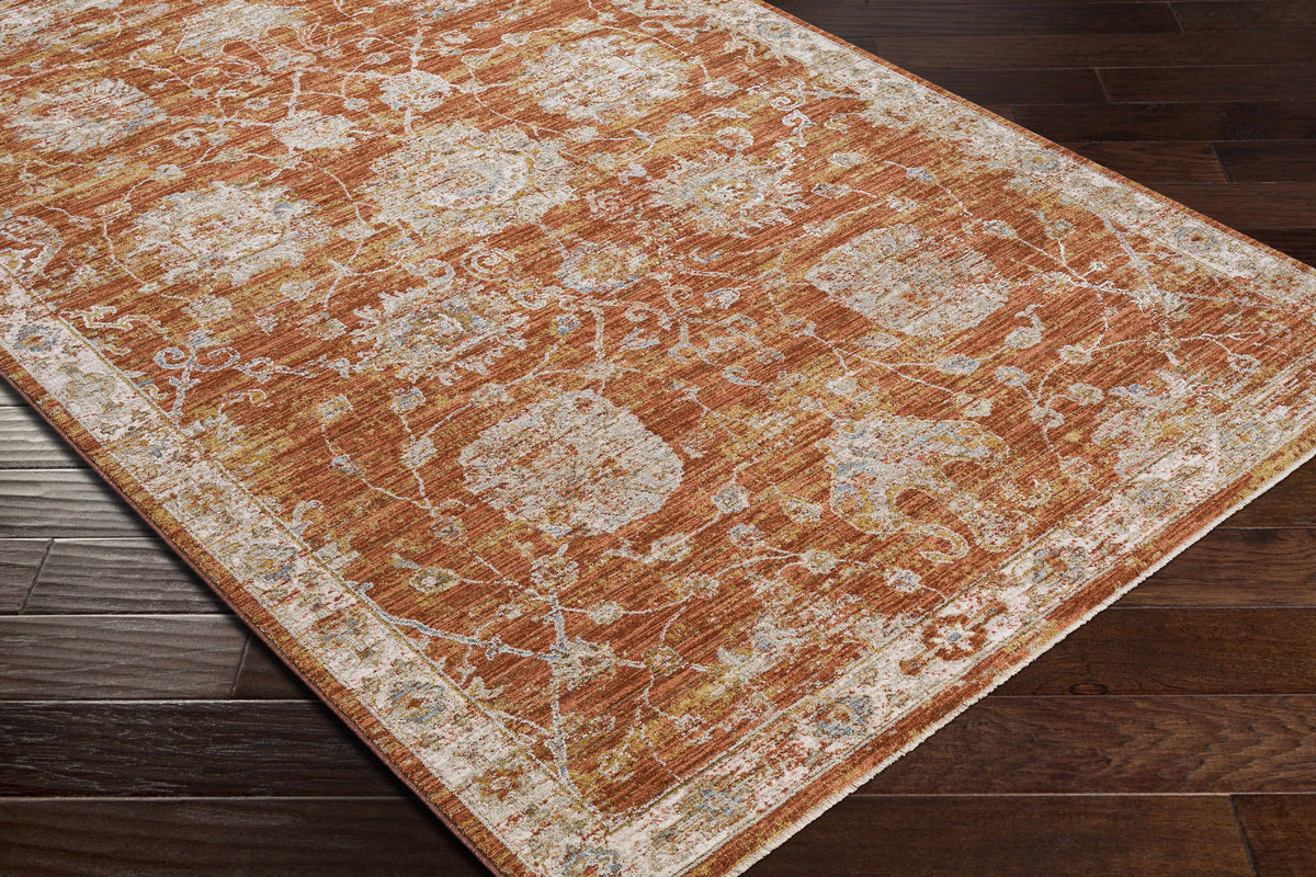 Orange Beige Round Area Rug Q80085