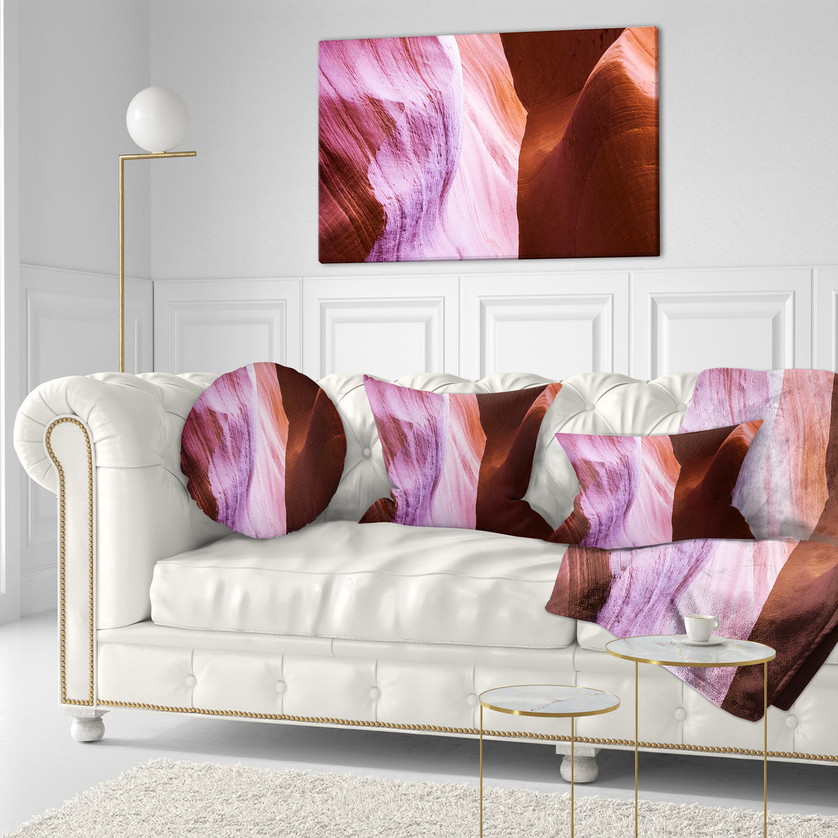 Purple Shade in Antelope Canyon Landscape Photography Throw Pillow G4319