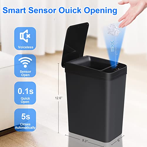 2 Pack 2.2 Gallon Touchless Motion Sensor Trash Can B7488