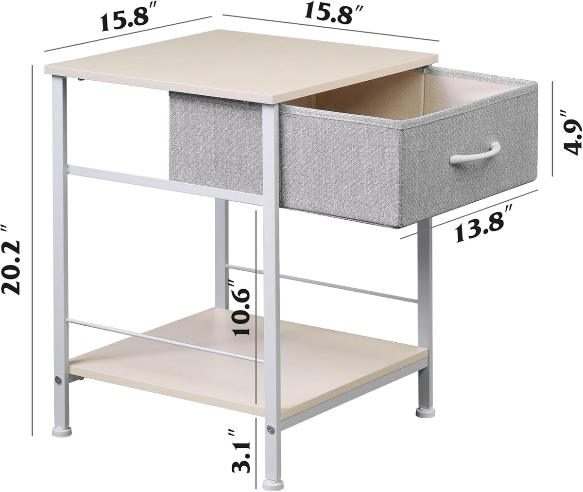 1-Drawer Nightstand and 5-Drawer Dresser Set with Fabric Bins, Steel Frame U59305
