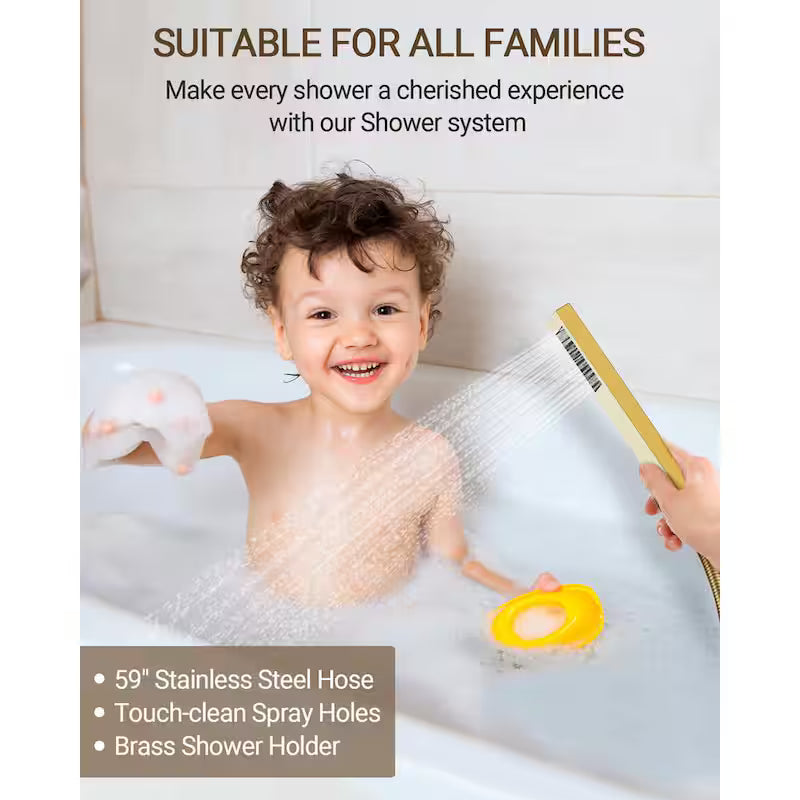 10 in. Wall Mount Shower Head and Tub Faucet 2.5 GPM Brushed Gold A6392
