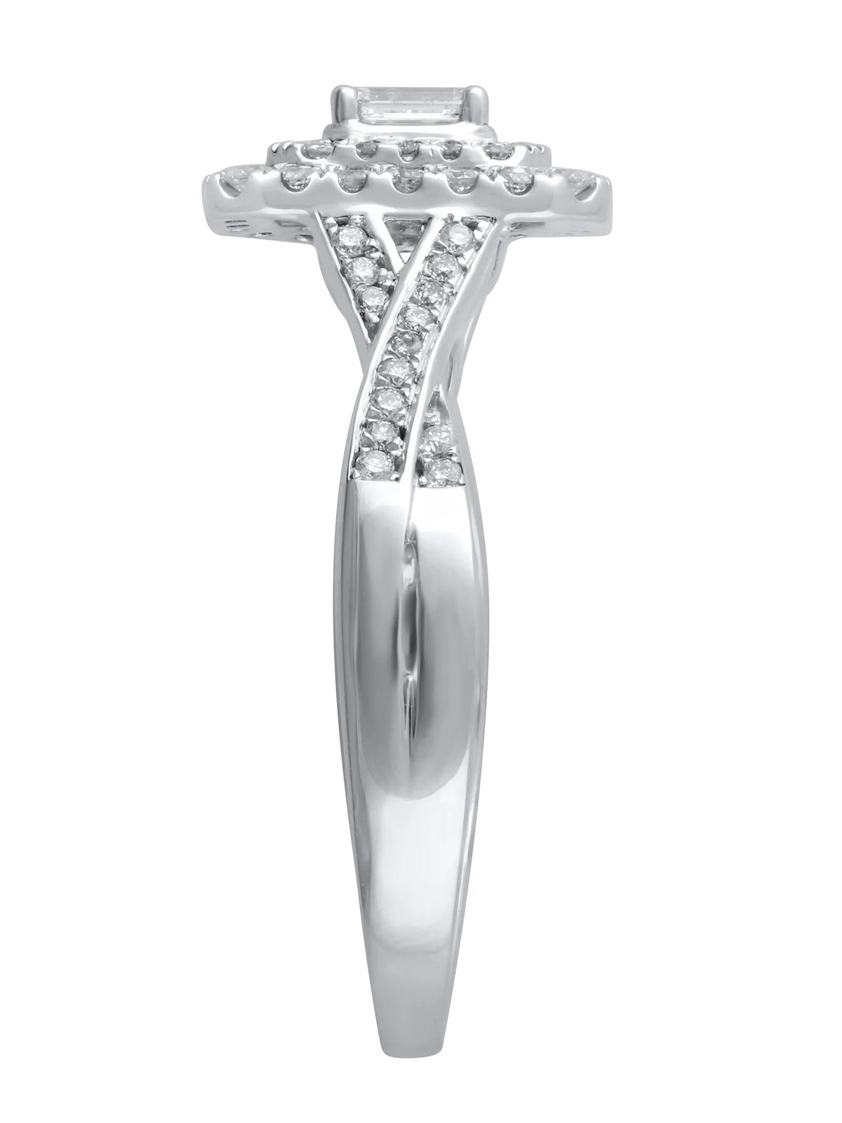 10kt White Gold Emerald Cut Diamond Engagement Ring B989474