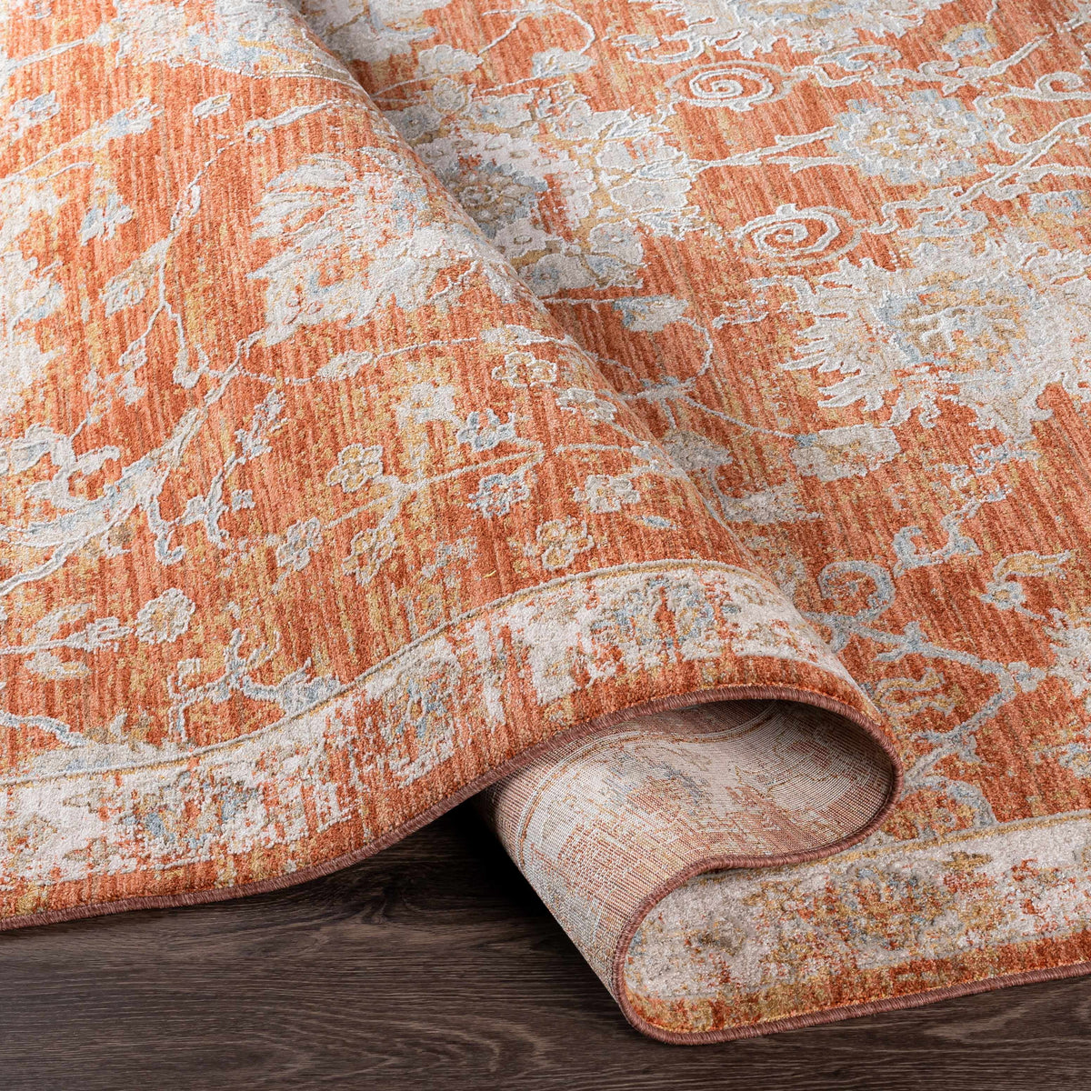 Orange Beige Round Area Rug Q80085