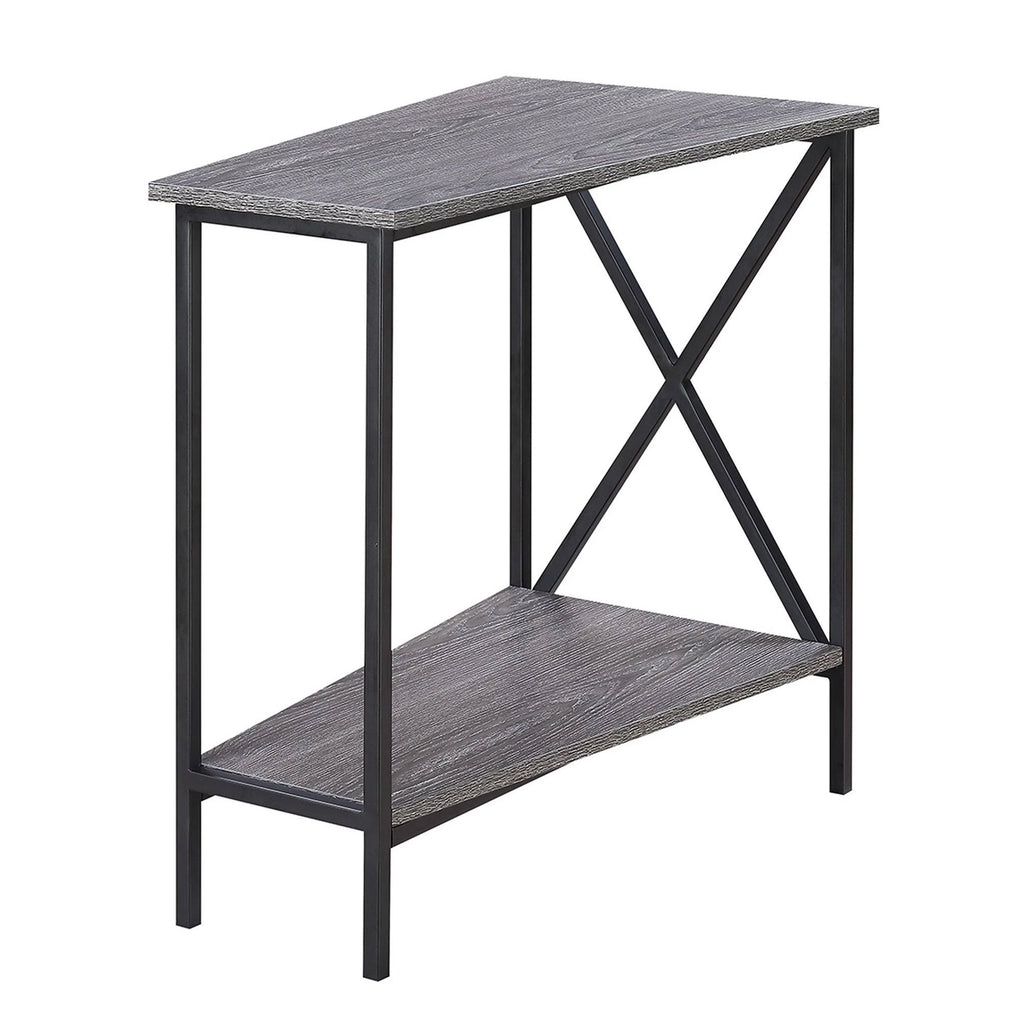 White Faux Marble Wedge End Table I753