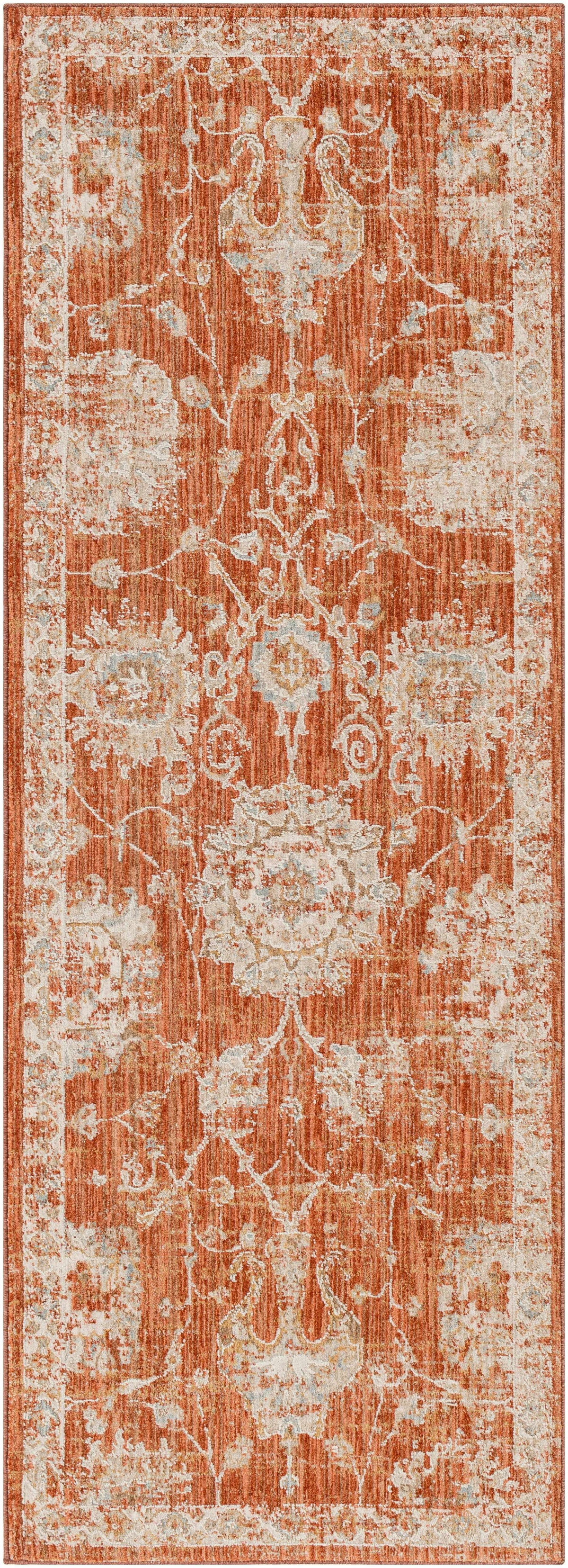 Orange Beige Round Area Rug Q80085