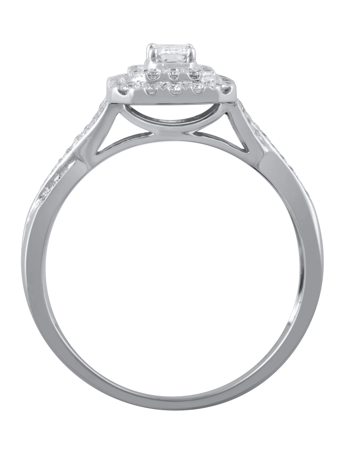 10kt White Gold Emerald Cut Diamond Engagement Ring B989474