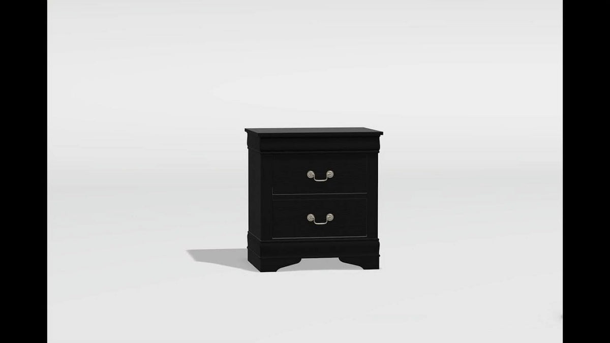 Black Solid Wood Nightstand T197