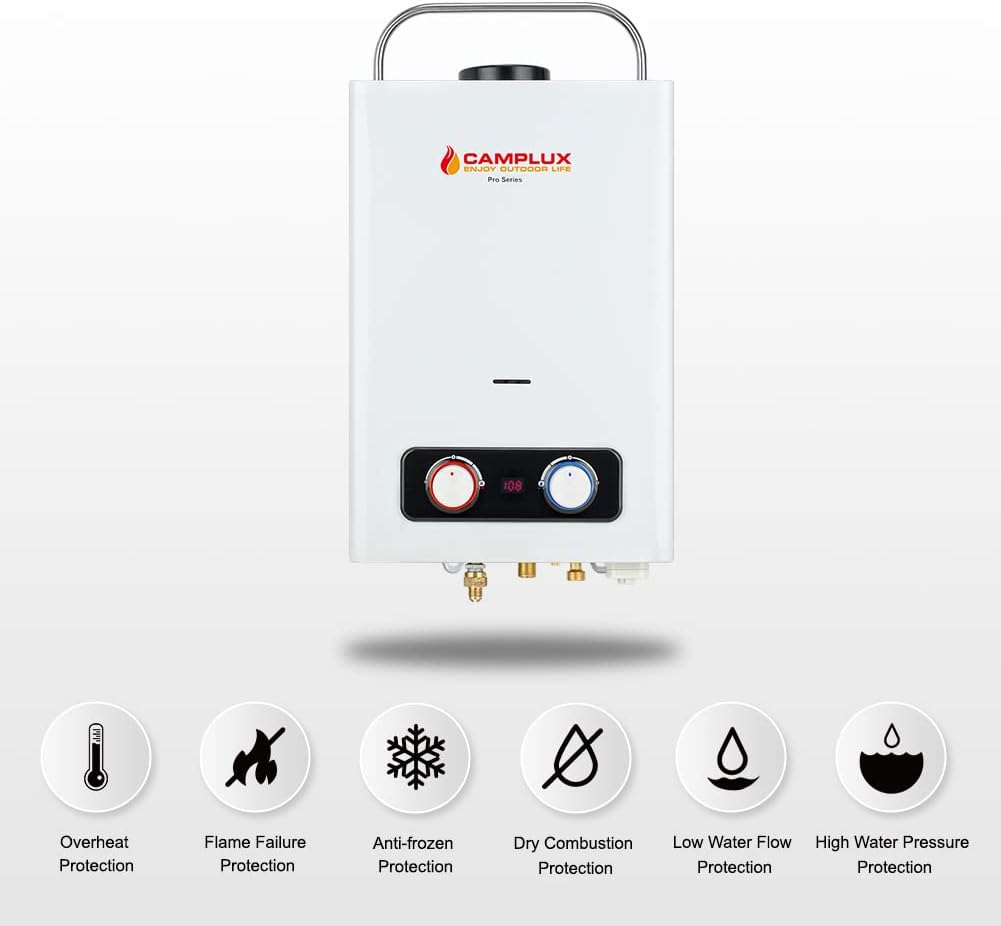 1.58 GPM Tankless Propane Water Heater with Portable Handle, White U876