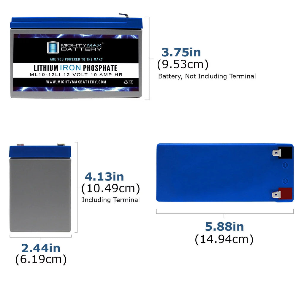 12V 10AH Lithium Replacement Battery - 2 Pack U341