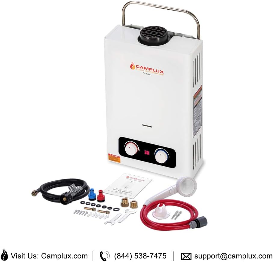 1.58 GPM Tankless Propane Water Heater with Portable Handle, White U876