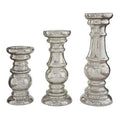 3 Piece Glass Floor Candlestick Set U2410