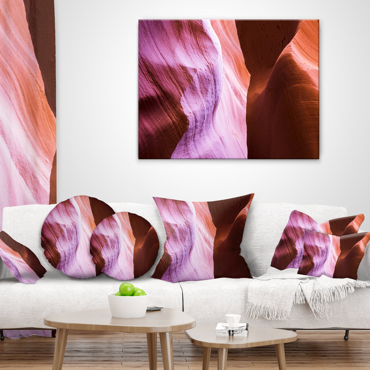 Purple Shade in Antelope Canyon Landscape Photography Throw Pillow G4319