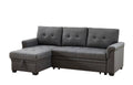 Dark Gray Linen Reversible Sleeper Sectional Sofa with Storage Chaise R332