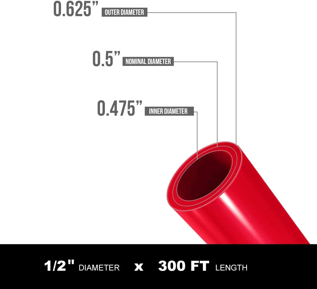 1/2 Inch X 300 Ft Red Non-Barrier Pex Tube Coil T3562