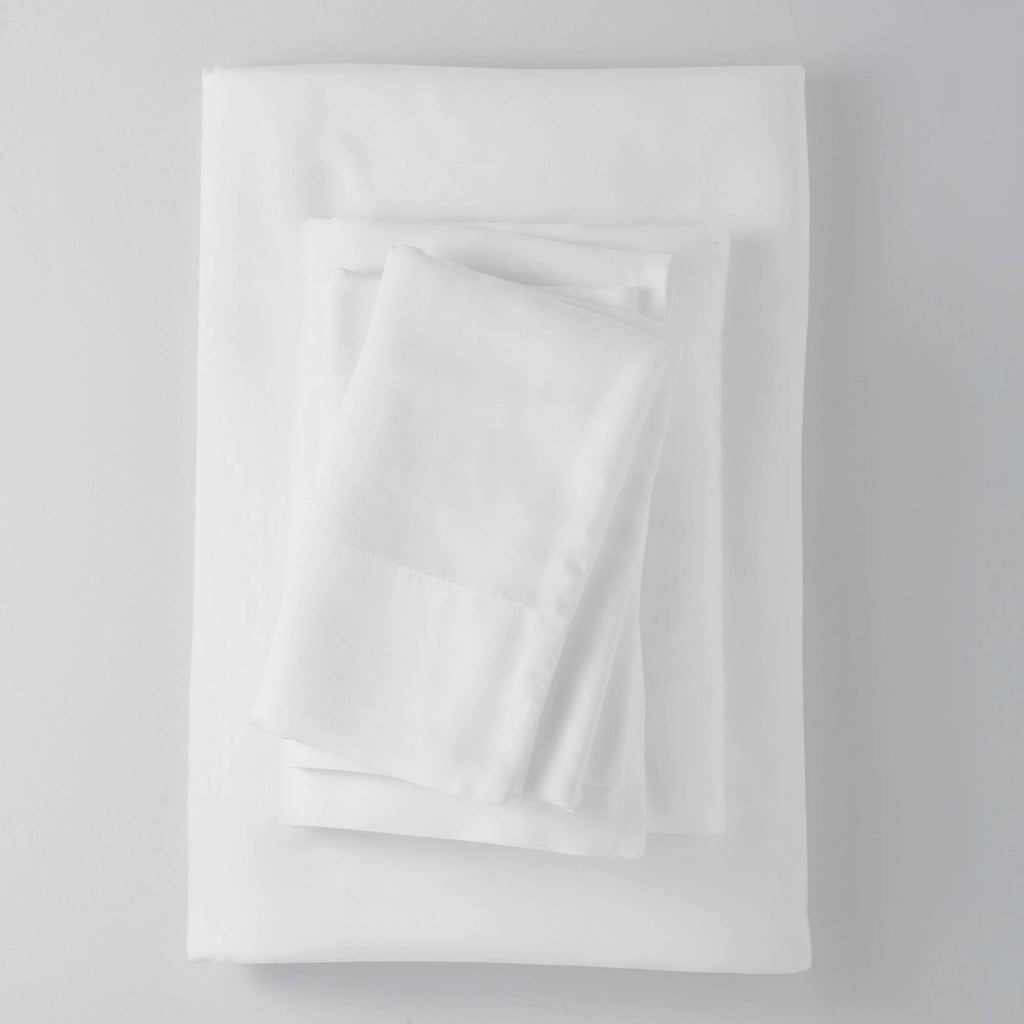 California King 400 Thread Count Washed Lyocell Solid Sheet Set White A707754