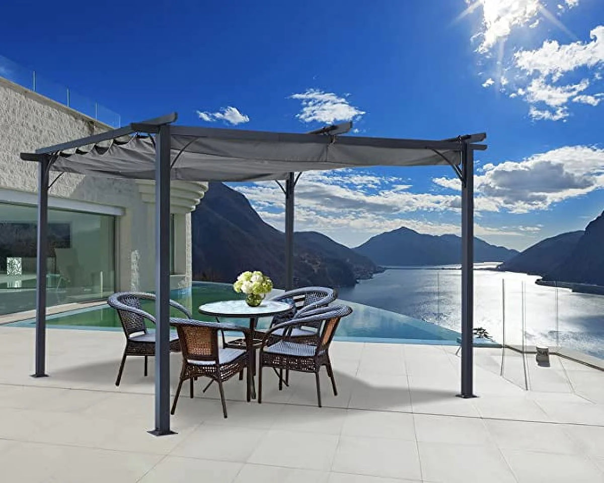 11x11 Outdoor Patio Pergola with Retractable Shade L5215