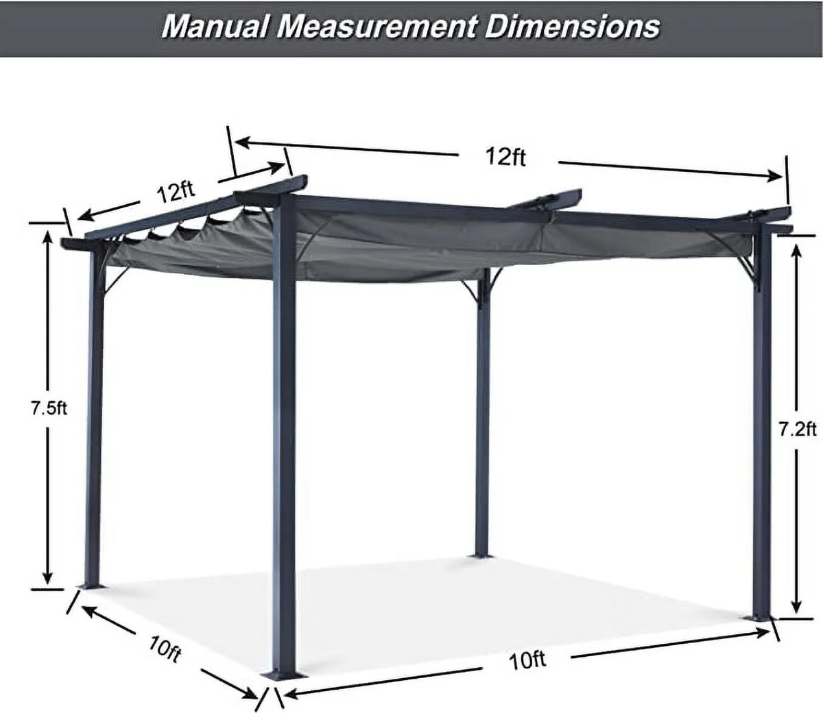 11x11 Outdoor Patio Pergola with Retractable Shade L5215
