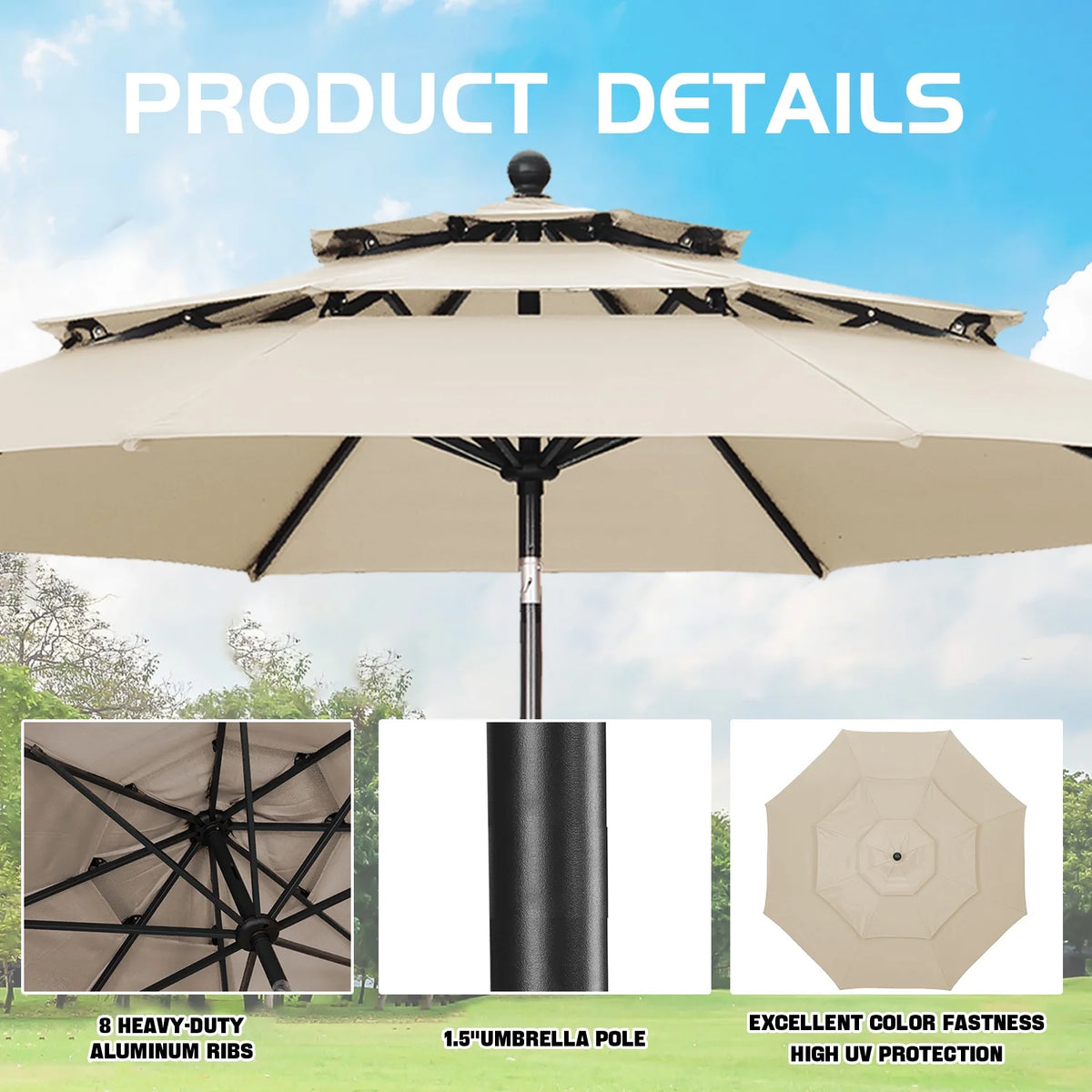 10FT Patio Umbrella with Crank and Tilt H724206
