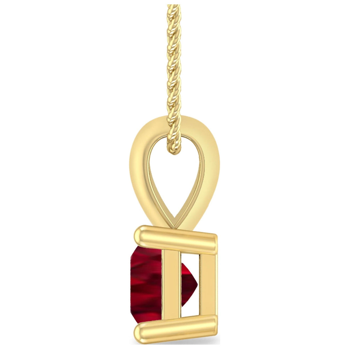 1/3 Carat Princess Shape Garnet 10K Yellow Gold V-bail Solitaire Pendant Necklace Z725