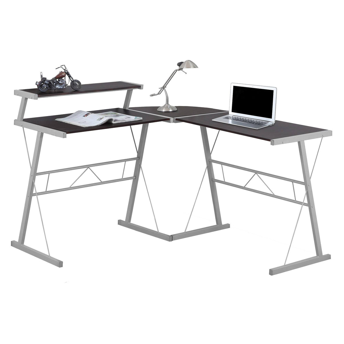 Cappuccino Top Silver Metal Computer Desk W226