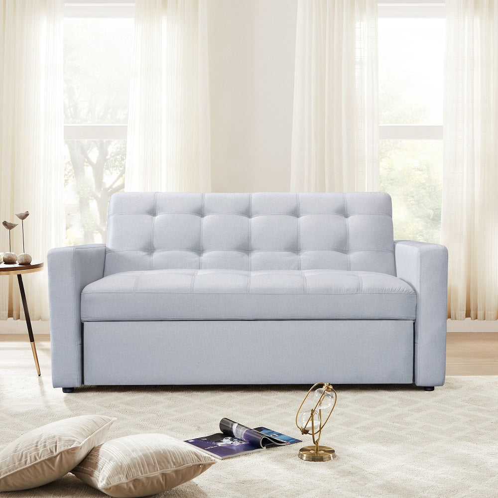 Light Gray Fabric Sofa with Sleeper U42274